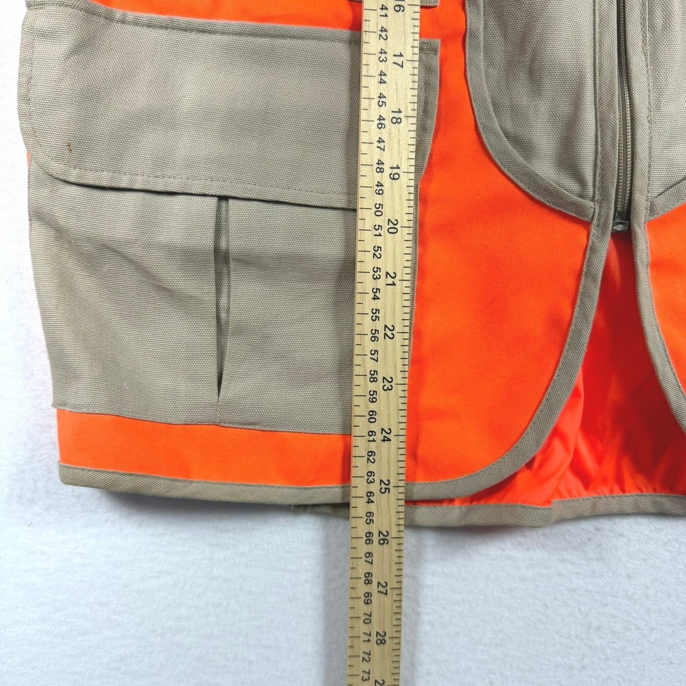 Winchester Mens Blaze Orange Tan Cotton Duck Canvas Hunting Game Vest Medium - Picture 8 of 11